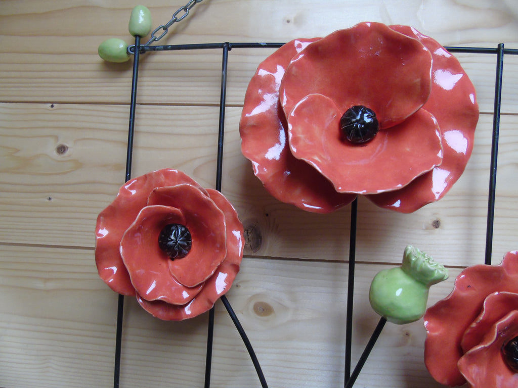 3 klaprozen op metaalrek